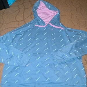 Champion Blue LOGO SWEATSHIRT Hoodie with Pink Hood WOMENS LARGE L SPRING $58
